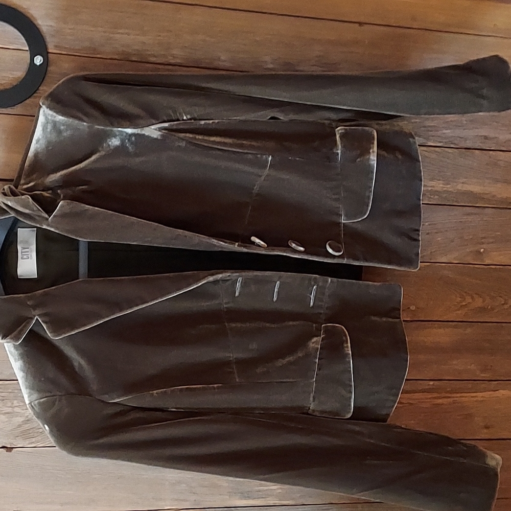 Velvet blazer. DKNY. Size 10. Deep sage green.